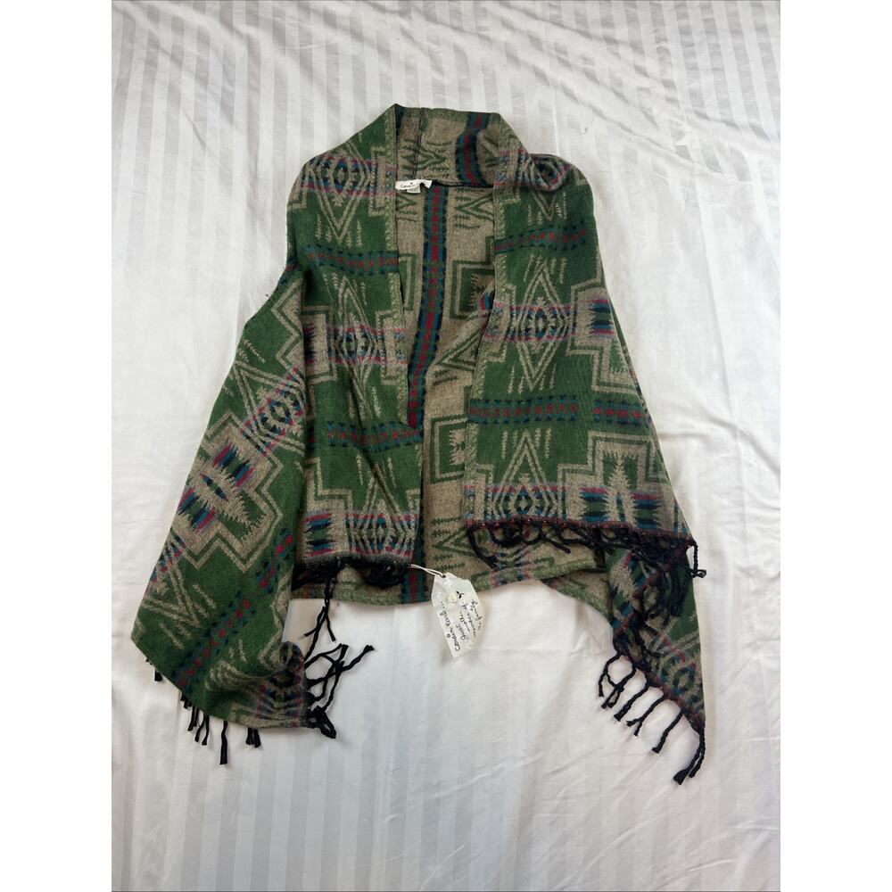 Cousin Earl Poncho Sweater Vest One size Western Boho Cotton Aztec Print USA
